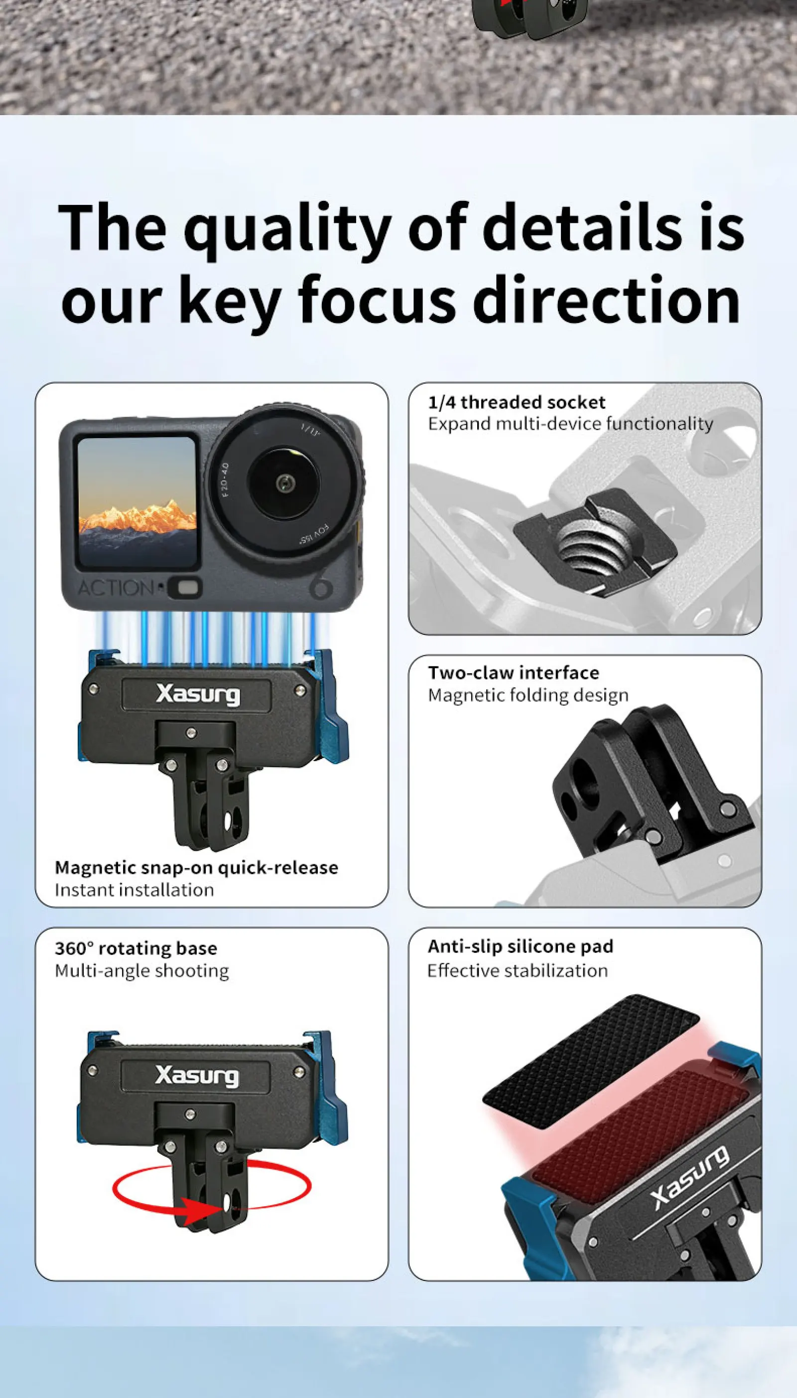 360° rotation Bidirectional magnetic attachment All-Metal Magnetic Camera Mount Base with 1/4 Screw Hole and Two-claw interface
360° rotation Bidirectional magnetic attachment All-Metal Magnetic Camera Mount Base with 1/4 Screw Hole and Two-claw interface