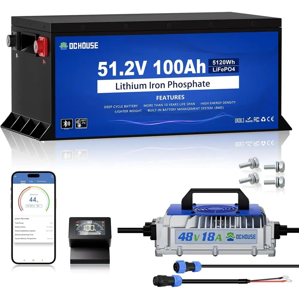 Аккумулятор для гольф-кара 48В 100Ач премиум-класса с BMS 200А, зарядным устройством 18А, Bluetooth-приложением и LCD-дисплеем, пиковый ток 700А
Аккумулятор для гольф-кара 48В 100Ач премиум-класса с BMS 200А, зарядным устройством 18А, Bluetooth-приложением и LCD-дисплеем, пиковый ток 700А