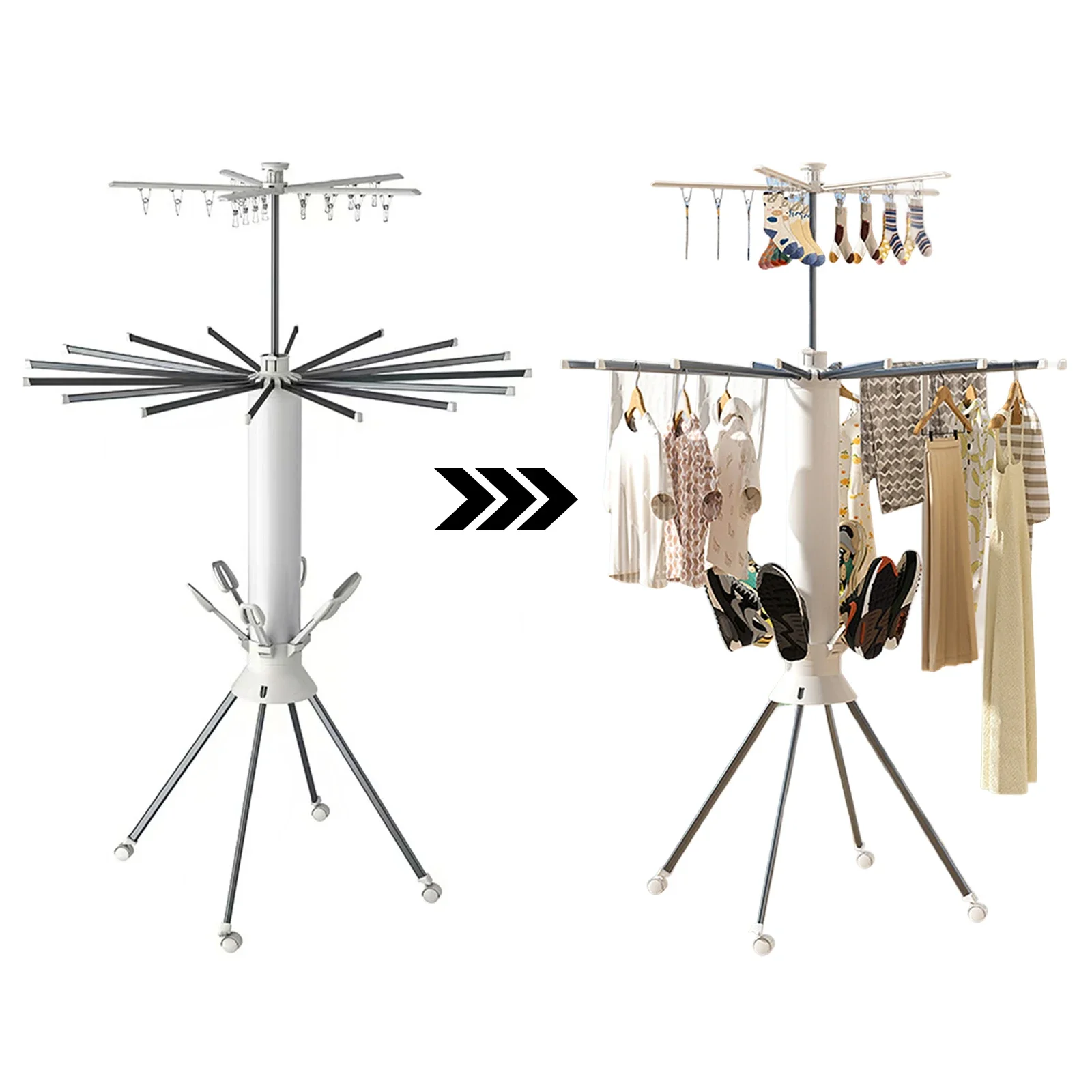 Customizable Support de vêtements pliable en forme de pieuvre, rotatif et extensible, pour balcon et chambre à coucher, avec 16
Customizable Support de vêtements pliable en forme de pieuvre, rotatif et extensible, pour balcon et chambre à coucher, avec 16