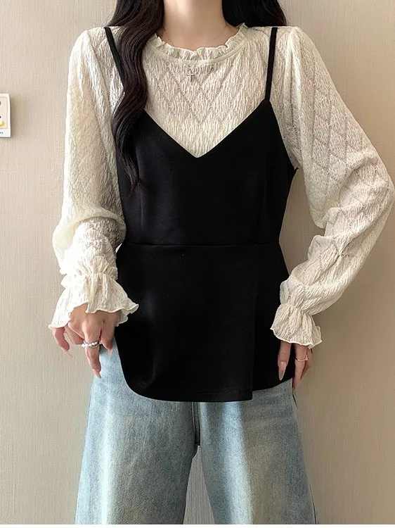 Ele Lace Splice Long Sve irt Women's plus Size Faionable Autumn Design Sense Trendy Blouse Commute Sle High Waist
Ele Lace Splice Long Sve irt Women's plus Size Faionable Autumn Design Sense Trendy Blouse Commute Sle High Waist