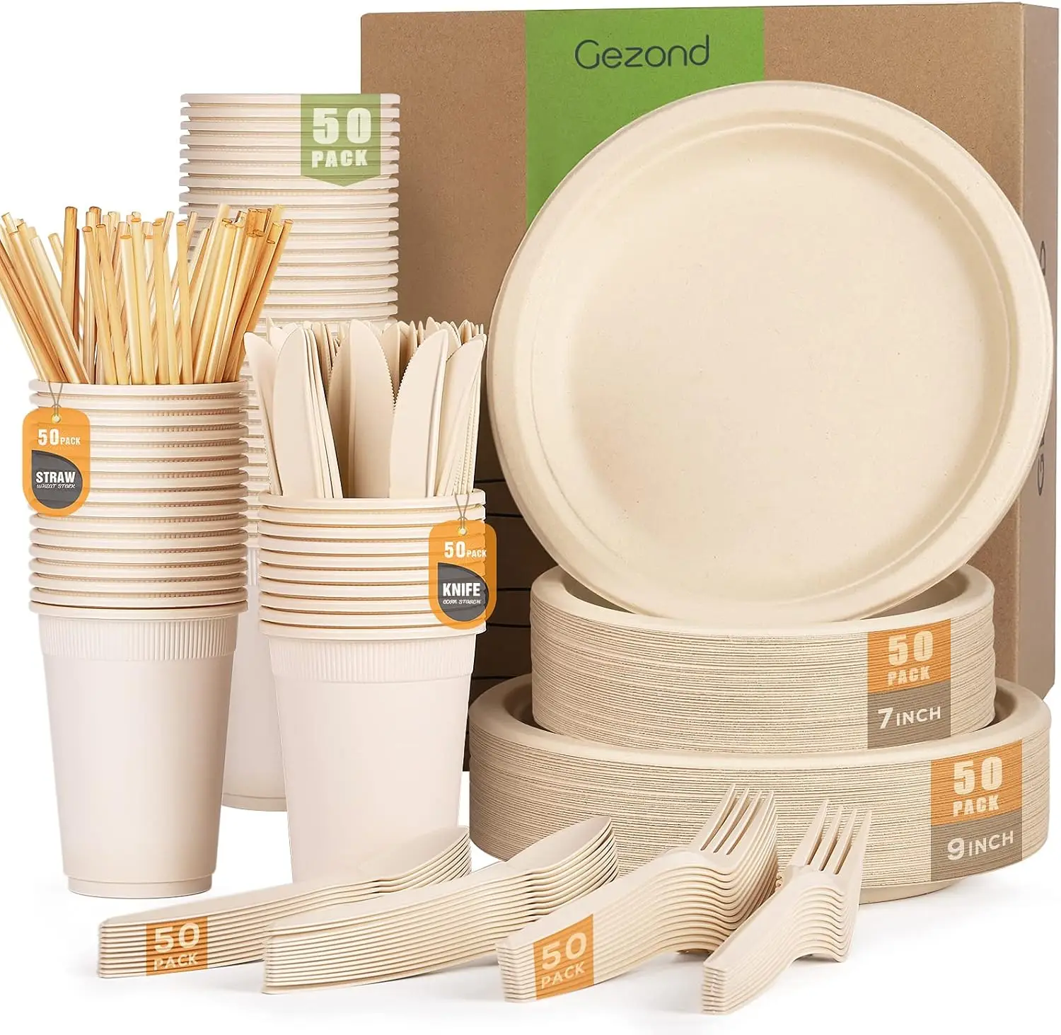350pcs Compostable Paper Plates Set Eco-friendly Heavy-duty Disposable Cutlery for Wedding Party 50 Guests
350pcs Compostable Paper Plates Set Eco-friendly Heavy-duty Disposable Cutlery for Wedding Party 50 Guests