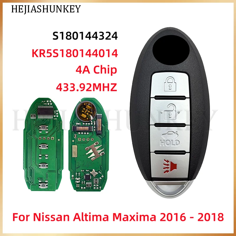 S180144324 KR5S180144014 433.92MHz 4A Chip 4 Button Keyless Entry Remote Key Fob For Nissan Altima Maxima Teana 2016 2017 2018
S180144324 KR5S180144014 433.92MHz 4A Chip 4 Button Keyless Entry Remote Key Fob For Nissan Altima Maxima Teana 2016 2017 2018