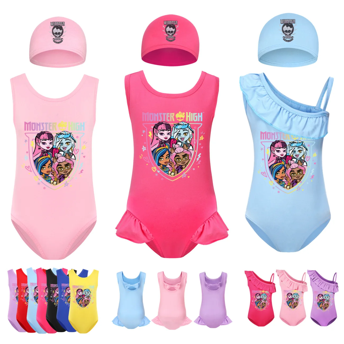 Купальник Monster High, новый слитный купальник, детский купальник, слитный купальник для малышей с шапочкой
Купальник Monster High, новый слитный купальник, детский купальник, слитный купальник для малышей с шапочкой