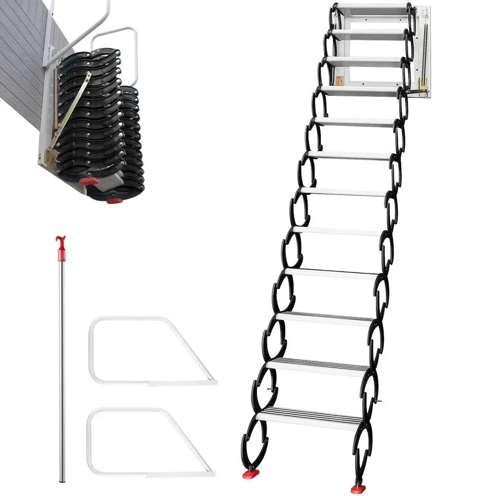 Pull Down for attic Stairs 12 Steps Alloy Black Wall Mounted Folding Retractable Ladder with Armrests 9.8ft
Pull Down for attic Stairs 12 Steps Alloy Black Wall Mounted Folding Retractable Ladder with Armrests 9.8ft