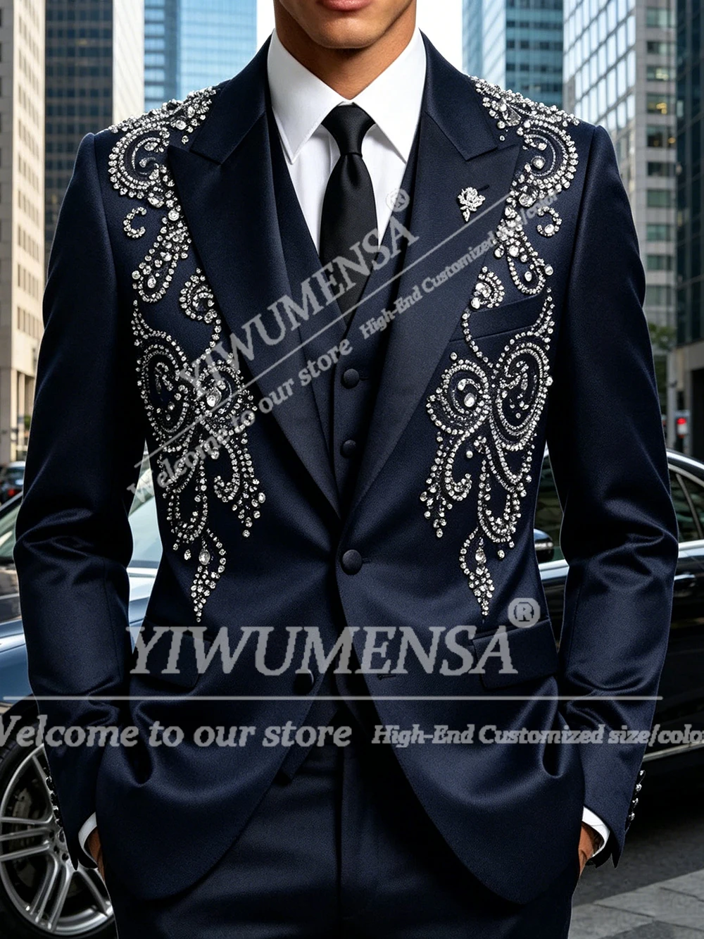 Brilliant Business Suit Men 2 Piece Sets Rhinestones Beaded Jacket Pants Slim Fit Groom Wedding Tuxedos Customized Man Outfits
Brilliant Business Suit Men 2 Piece Sets Rhinestones Beaded Jacket Pants Slim Fit Groom Wedding Tuxedos Customized Man Outfits