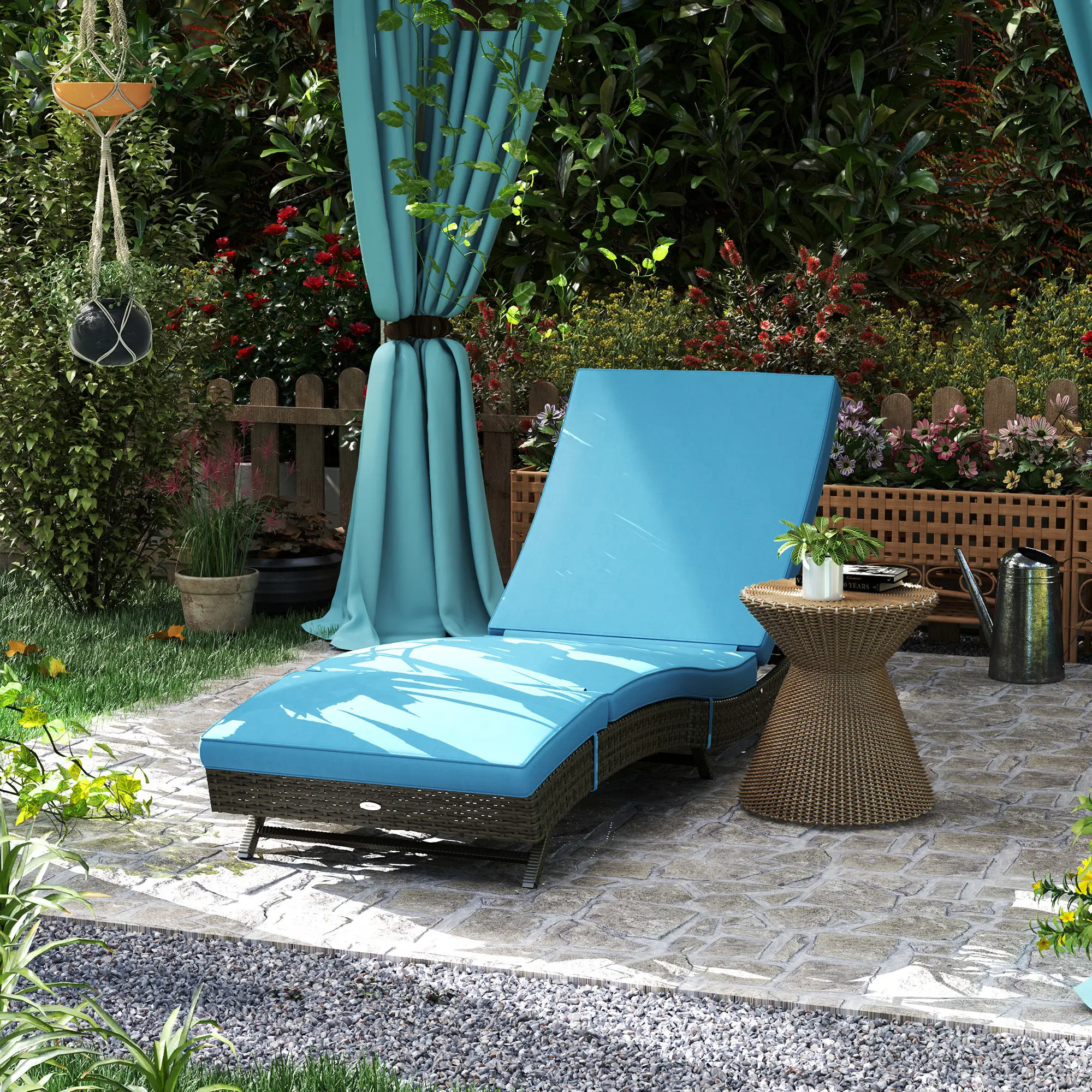 outdoor Lounge Chair,with wheels and Thickly cushioned "S" shaped,5-level reclining backrest to sit or lay, Color: Sky Blue
outdoor Lounge Chair,with wheels and Thickly cushioned "S" shaped,5-level reclining backrest to sit or lay, Color: Sky Blue