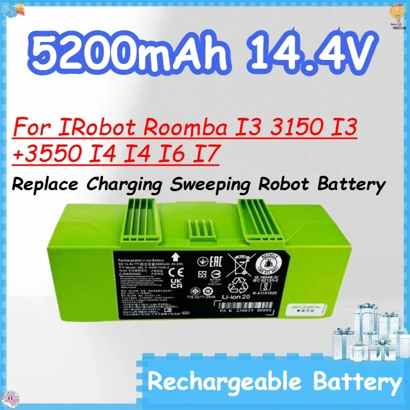 ABL-F 5200mAh 14.4V Rechargeable Battery for IRobot Roomba I3 3150 I3 +3550 I4 I4 I6 I7 Replace Charging Sweeping Robot Battery
ABL-F 5200mAh 14.4V Rechargeable Battery for IRobot Roomba I3 3150 I3 +3550 I4 I4 I6 I7 Replace Charging Sweeping Robot Battery