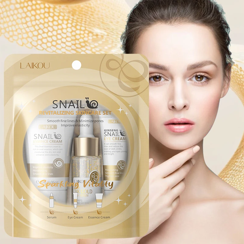 LAIKOU Snail Anti-aging Skin Care Sets 3pcs/set Cleanser Cream Face Cream Moisturizing Facial Set Skincare Face Care Kits
LAIKOU Snail Anti-aging Skin Care Sets 3pcs/set Cleanser Cream Face Cream Moisturizing Facial Set Skincare Face Care Kits