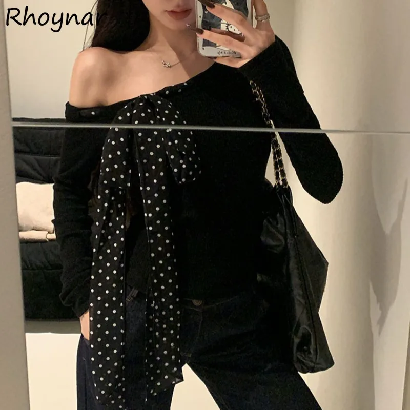 Pullovers Women Korean Fashion Off Shoulder Dot Bow Knitted Loose Fit Tops All-match Leisure Daily Sweater High Street Female
Pullovers Women Korean Fashion Off Shoulder Dot Bow Knitted Loose Fit Tops All-match Leisure Daily Sweater High Street Female