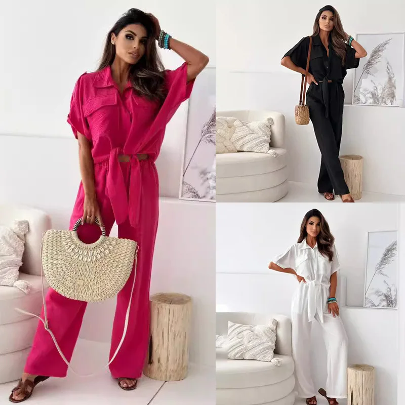 Women's Suit 2025 | Boho Chic Wide-Leg Pant Set with Collar & Tie Waist (Black/White/Fuchsia) for Urban Professionals
Women's Suit 2025 | Boho Chic Wide-Leg Pant Set with Collar & Tie Waist (Black/White/Fuchsia) for Urban Professionals