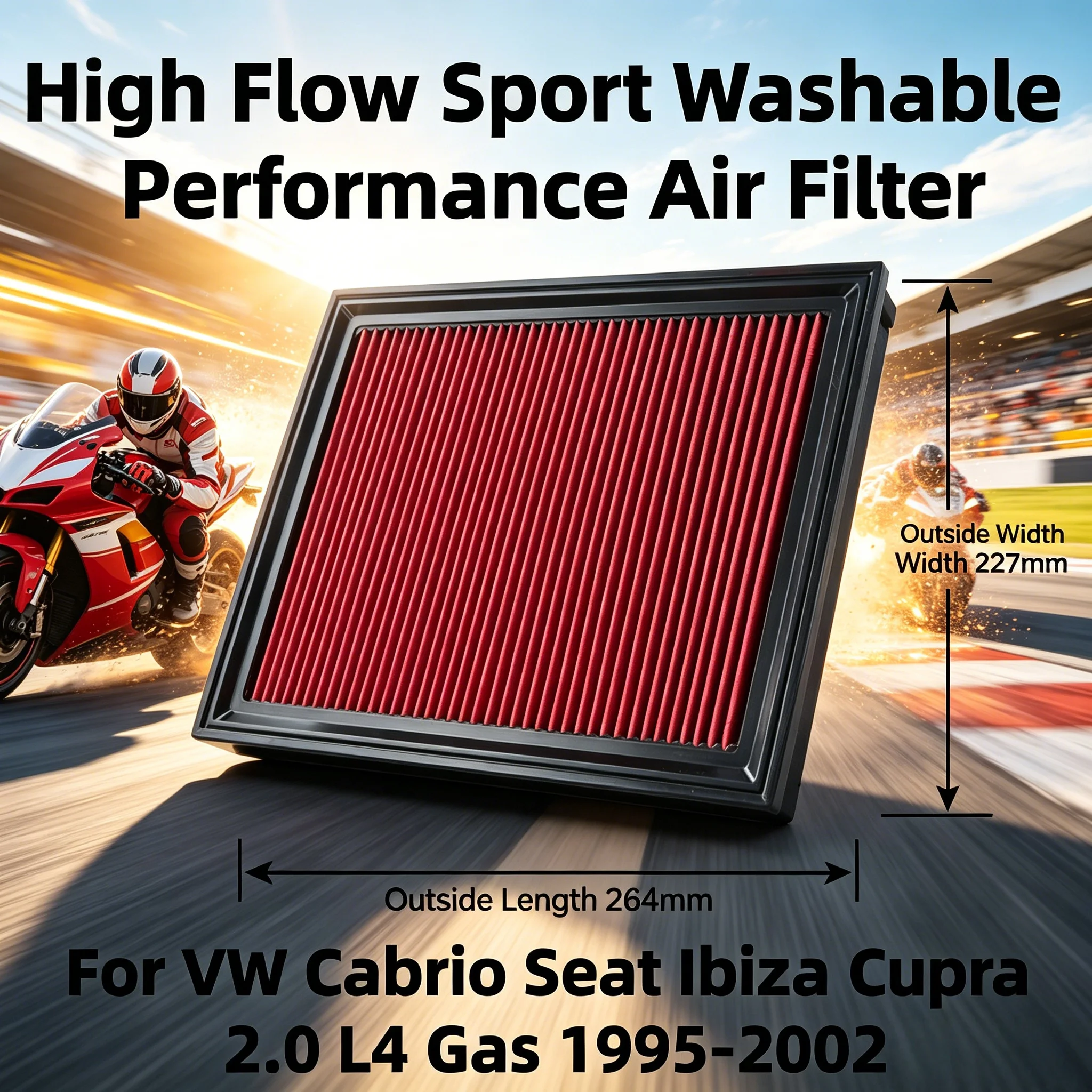 High Flow Sport Washable Performance Air Filter For Volkswagen Cabrio Seat Ibiza Cupra 2.0 L4 Gas 1995-2002 33-2069 1H0129620
High Flow Sport Washable Performance Air Filter For Volkswagen Cabrio Seat Ibiza Cupra 2.0 L4 Gas 1995-2002 33-2069 1H0129620