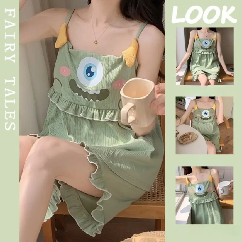 Women's Summer Pleated Fabric Sexy Camisole Two-piece Set With Chest Cushion Pajamas Cartoon Sleeveless Vest Lady Sets Pieces
Women's Summer Pleated Fabric Sexy Camisole Two-piece Set With Chest Cushion Pajamas Cartoon Sleeveless Vest Lady Sets Pieces