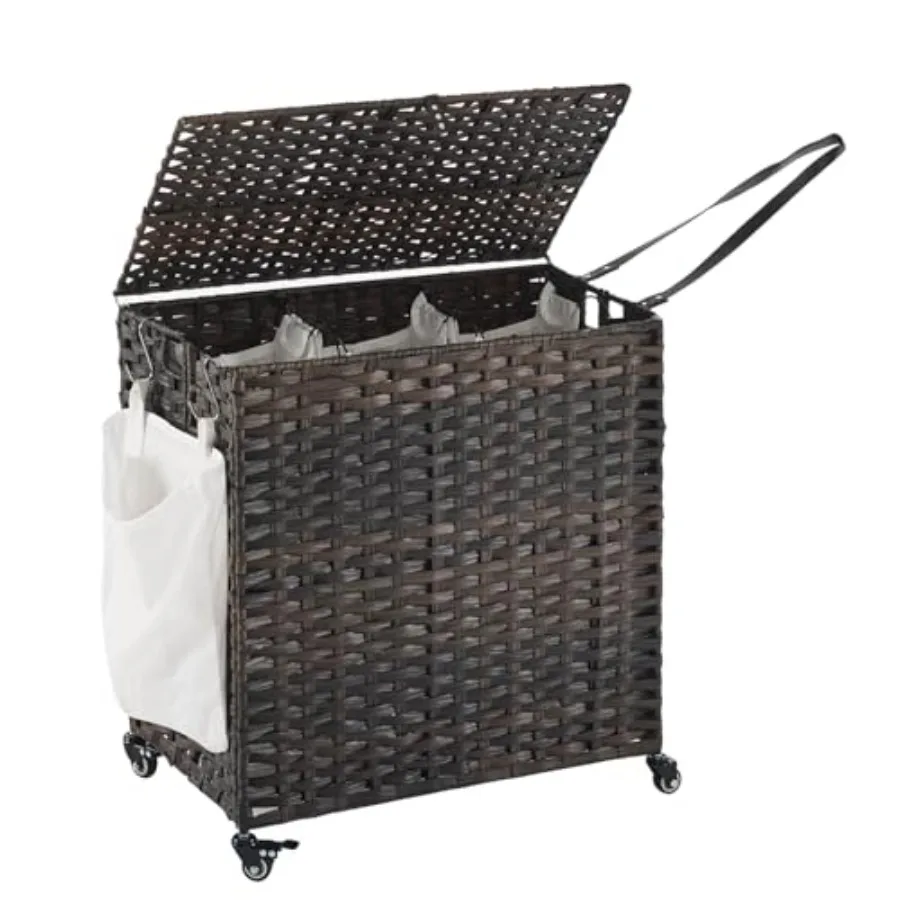 39.6 Gallon 150L Rolling Laundry Hamper with Wheels and Lid 3-Section Rattan Design Clothes Hamper with 3 Removable Liners and
39.6 Gallon 150L Rolling Laundry Hamper with Wheels and Lid 3-Section Rattan Design Clothes Hamper with 3 Removable Liners and