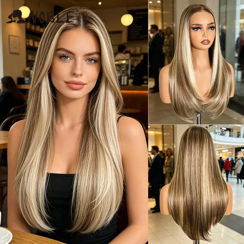 24" Ombre Brown Blonde Highlight Synthetic Lace Front Wig 9x6 Pre-Plucked Glueless Heat Resistant Straight Layered Wig For Women
24" Ombre Brown Blonde Highlight Synthetic Lace Front Wig 9x6 Pre-Plucked Glueless Heat Resistant Straight Layered Wig For Women