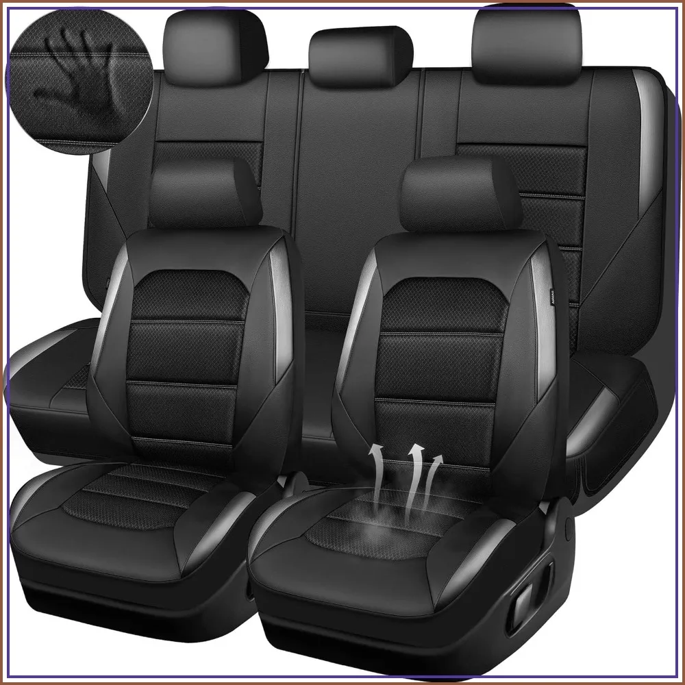 Memory Foam Car Seat Covers Full Set, Breathable Mesh, Gray Metal Film Leather, Universal Fit for Most Cars, Airbag Compatible
Memory Foam Car Seat Covers Full Set, Breathable Mesh, Gray Metal Film Leather, Universal Fit for Most Cars, Airbag Compatible
