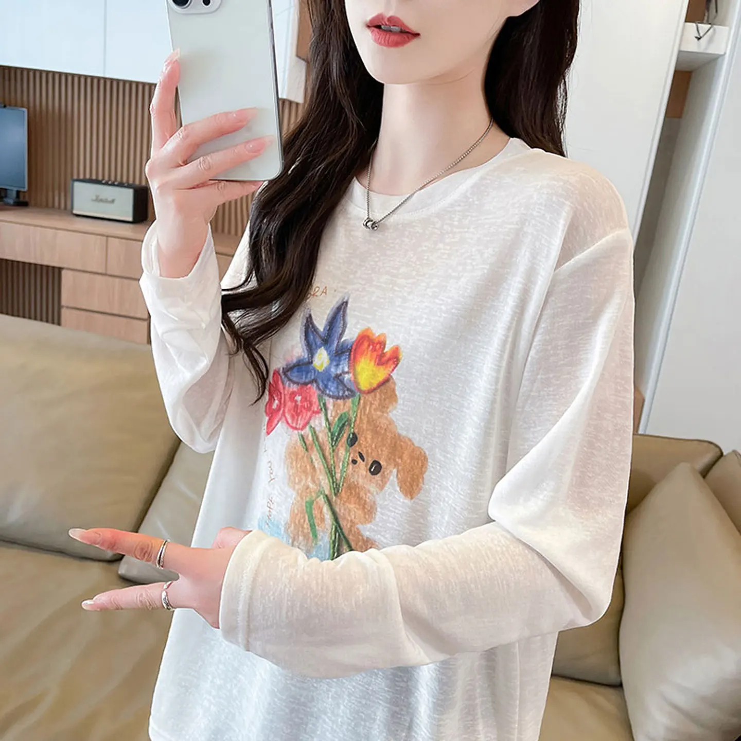 plus Size Women's Ice Silk Loose Fit Lightweight Summer T-Shirt Sun Protection Top Korean Style Printed Long Sleeve round Neck
plus Size Women's Ice Silk Loose Fit Lightweight Summer T-Shirt Sun Protection Top Korean Style Printed Long Sleeve round Neck