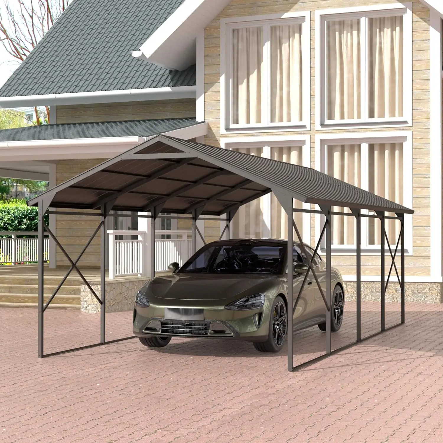 12FTx22FT Heavy Duty Metal Carport Outdoor Garage Shelter Reinforced Galvanized Steel Frame Weather-Resistant Roof Gray, Custom
12FTx22FT Heavy Duty Metal Carport Outdoor Garage Shelter Reinforced Galvanized Steel Frame Weather-Resistant Roof Gray, Custom