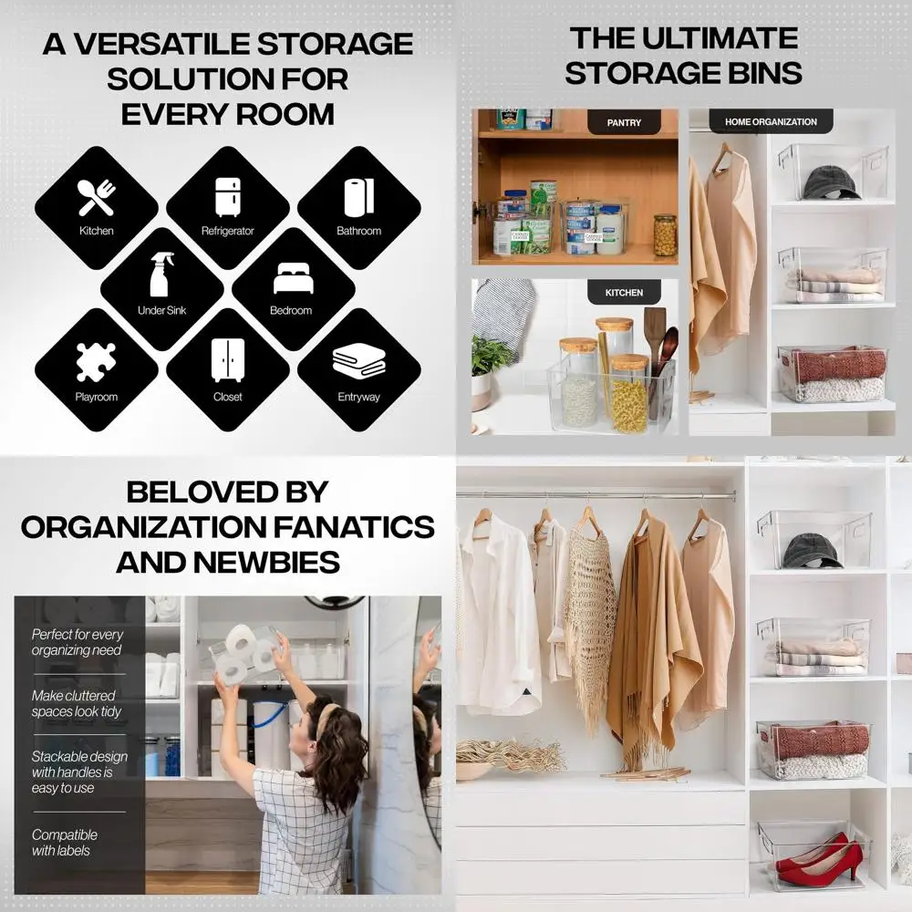 Plastic Storage Bins for Pantry, Kitchen, Laundry, Office, Closet, Garage and Freezer Organization
Plastic Storage Bins for Pantry, Kitchen, Laundry, Office, Closet, Garage and Freezer Organization