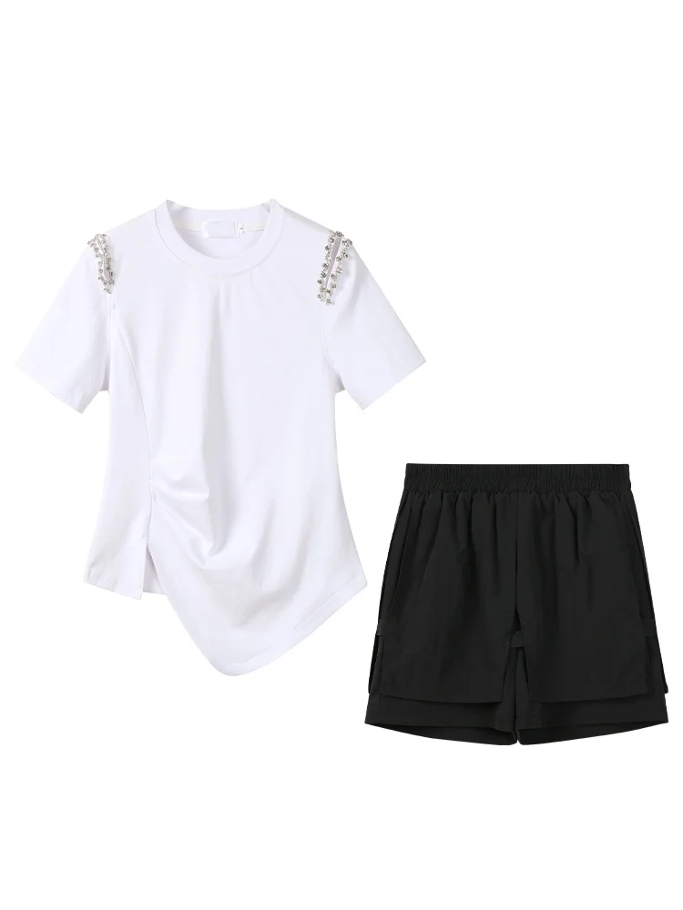 plus Size Slimming Summer ort Sve Top And orts Set Women's Faion Casual Wear High Waist Diamond Embellied Korean S...
plus Size Slimming Summer ort Sve Top And orts Set Women's Faion Casual Wear High Waist Diamond Embellied Korean S...