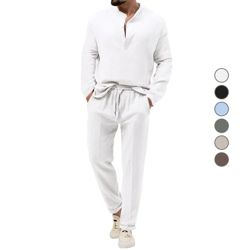 Pant Set Men Two Piece Sets Casual Full Sleeve V Neck Shirts T Shirt Tops Solid Regular Elastic Waist Lace Up Long Pants 2024
Pant Set Men Two Piece Sets Casual Full Sleeve V Neck Shirts T Shirt Tops Solid Regular Elastic Waist Lace Up Long Pants 2024