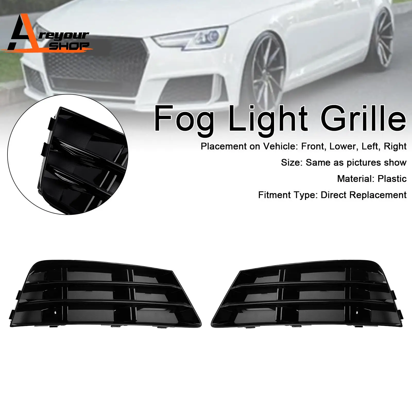 2PCS Front Fog Light Grill Lower Bumper Grille Fit for AUDI A4 B9 2016 2017 2018
2PCS Front Fog Light Grill Lower Bumper Grille Fit for AUDI A4 B9 2016 2017 2018