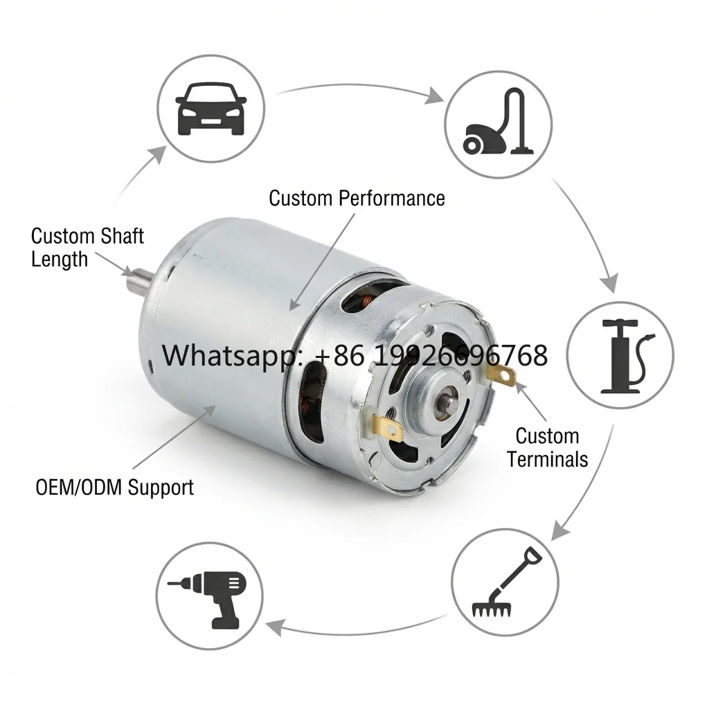 Professional High RPM Brushed DC Motor Waterproof Flange Mount Stable Performance Automotive Air Pump Vacuum Cleaner Garden
Professional High RPM Brushed DC Motor Waterproof Flange Mount Stable Performance Automotive Air Pump Vacuum Cleaner Garden