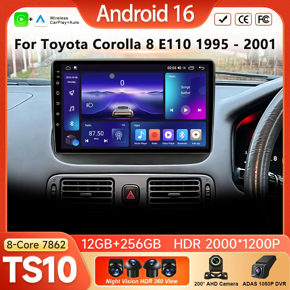 Android 16 Wireless Carplay Radio For Toyota Corolla 8 E110 1995 - 2001 GPS Navigation Car Play Android Auto Video Player Stereo
Android 16 Wireless Carplay Radio For Toyota Corolla 8 E110 1995 - 2001 GPS Navigation Car Play Android Auto Video Player Stereo