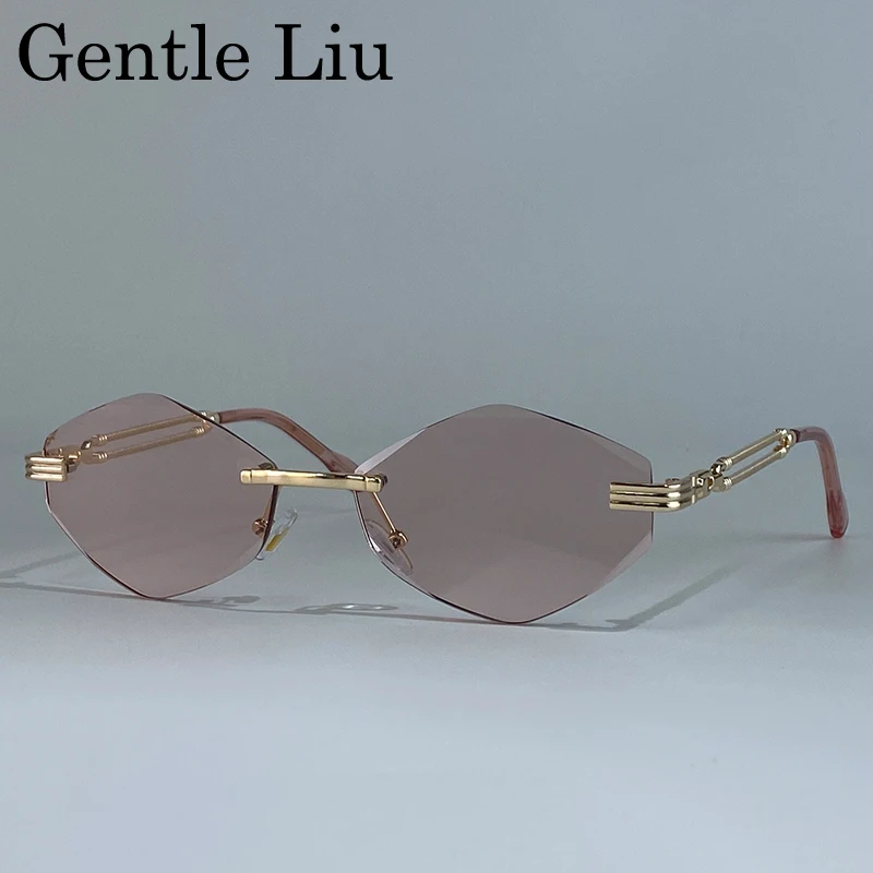 Small Frame Hexagon Rimless Punk Sunglasses Women Men 2025 Luxury Brand Polygon Eyewear Change Color Metal Sun Glasses For Lady 
Small Frame Hexagon Rimless Punk Sunglasses Women Men 2025 Luxury Brand Polygon Eyewear Change Color Metal Sun Glasses For Lady