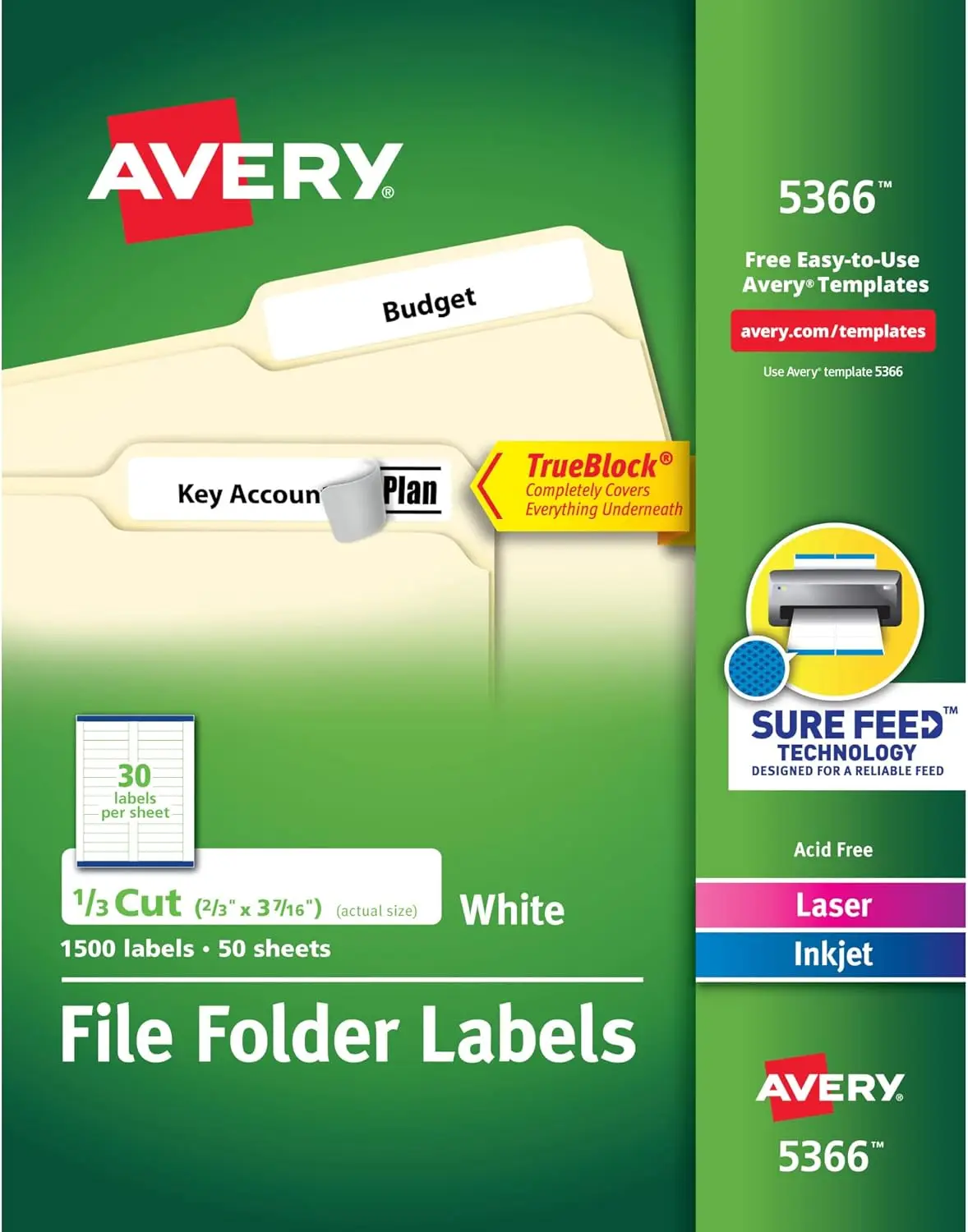 TrueBlock File Folder Labels, 2/3" x 3-7/16", 1,500 Printable White Permanent Labels for Office Organization
TrueBlock File Folder Labels, 2/3" x 3-7/16", 1,500 Printable White Permanent Labels for Office Organization