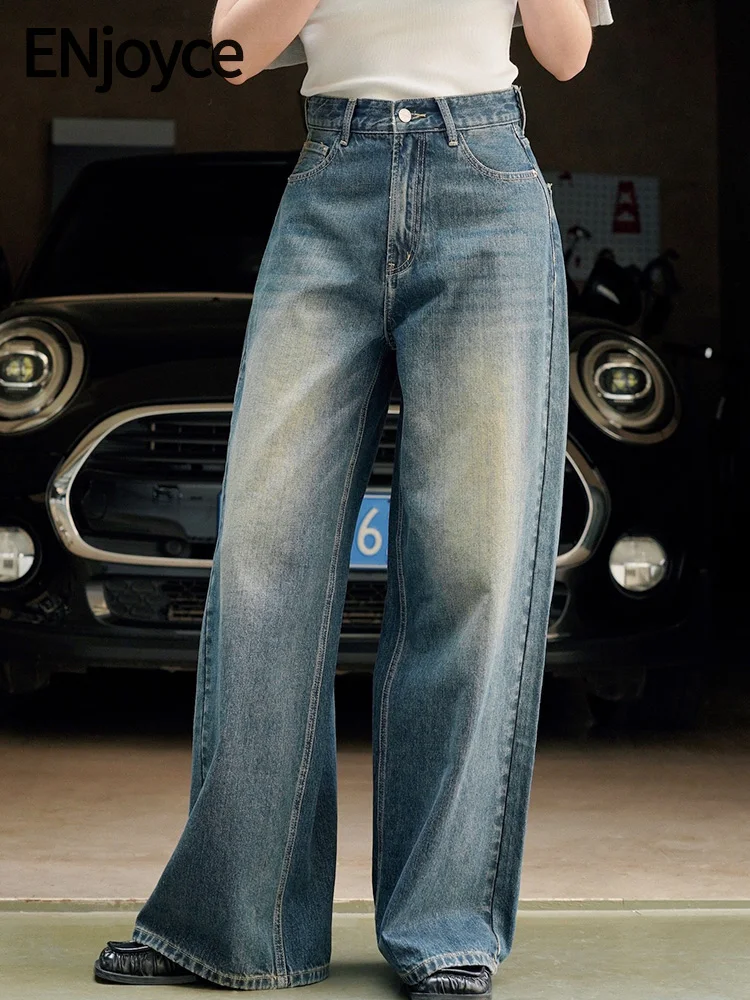 ENjoyce Vintage Blue High Waist Wide Leg Jeans Women Y2K Streetwear Loose Casual All Cotton Denim Pants Trousers Spring Summer
ENjoyce Vintage Blue High Waist Wide Leg Jeans Women Y2K Streetwear Loose Casual All Cotton Denim Pants Trousers Spring Summer