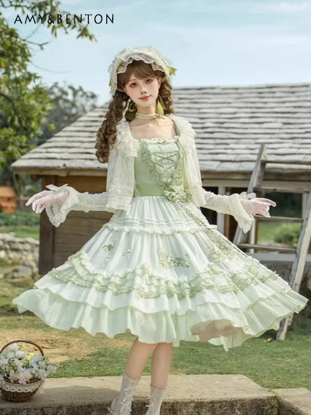 Original Pastoral Style Elegance Temperament Princess Lolita Dress Cartoon Embroidery Op Short Sleeve Long Dress Jsk Dresses
Original Pastoral Style Elegance Temperament Princess Lolita Dress Cartoon Embroidery Op Short Sleeve Long Dress Jsk Dresses