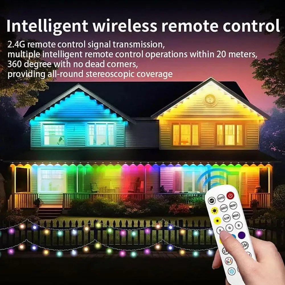 12m/15m Outdoor Lights Rgbic Eaves Led Lights House Festival Decorations Flashing Holiday Lighting Full Christmas T5g3
12m/15m Outdoor Lights Rgbic Eaves Led Lights House Festival Decorations Flashing Holiday Lighting Full Christmas T5g3