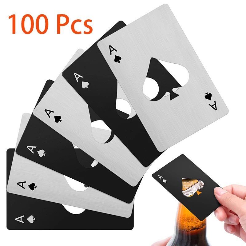 100 Pcs Poker Card Bottle Openers, Stainless Steel Credit Card Size Beer Bottle Opener -(Ace of Spades Design)
100 Pcs Poker Card Bottle Openers, Stainless Steel Credit Card Size Beer Bottle Opener -(Ace of Spades Design)
