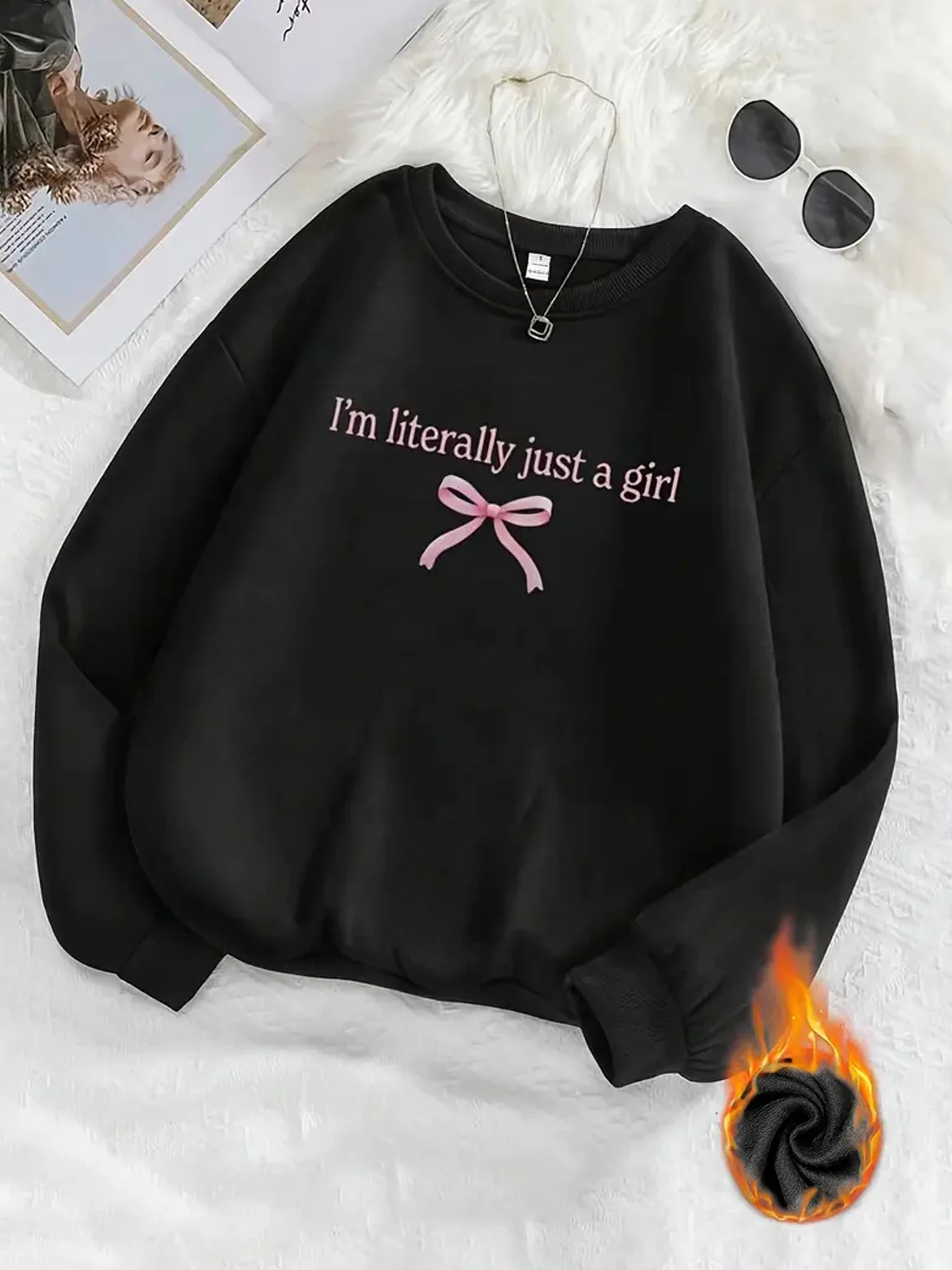 Женская повседневная толстовка с принтом «I'm Literally Just a Girl» из полиэстера, вязаная ткань, круглый вырез, зимняя модная толстовка
Женская повседневная толстовка с принтом «I'm Literally Just a Girl» из полиэстера, вязаная ткань, круглый вырез, зимняя модная толстовка