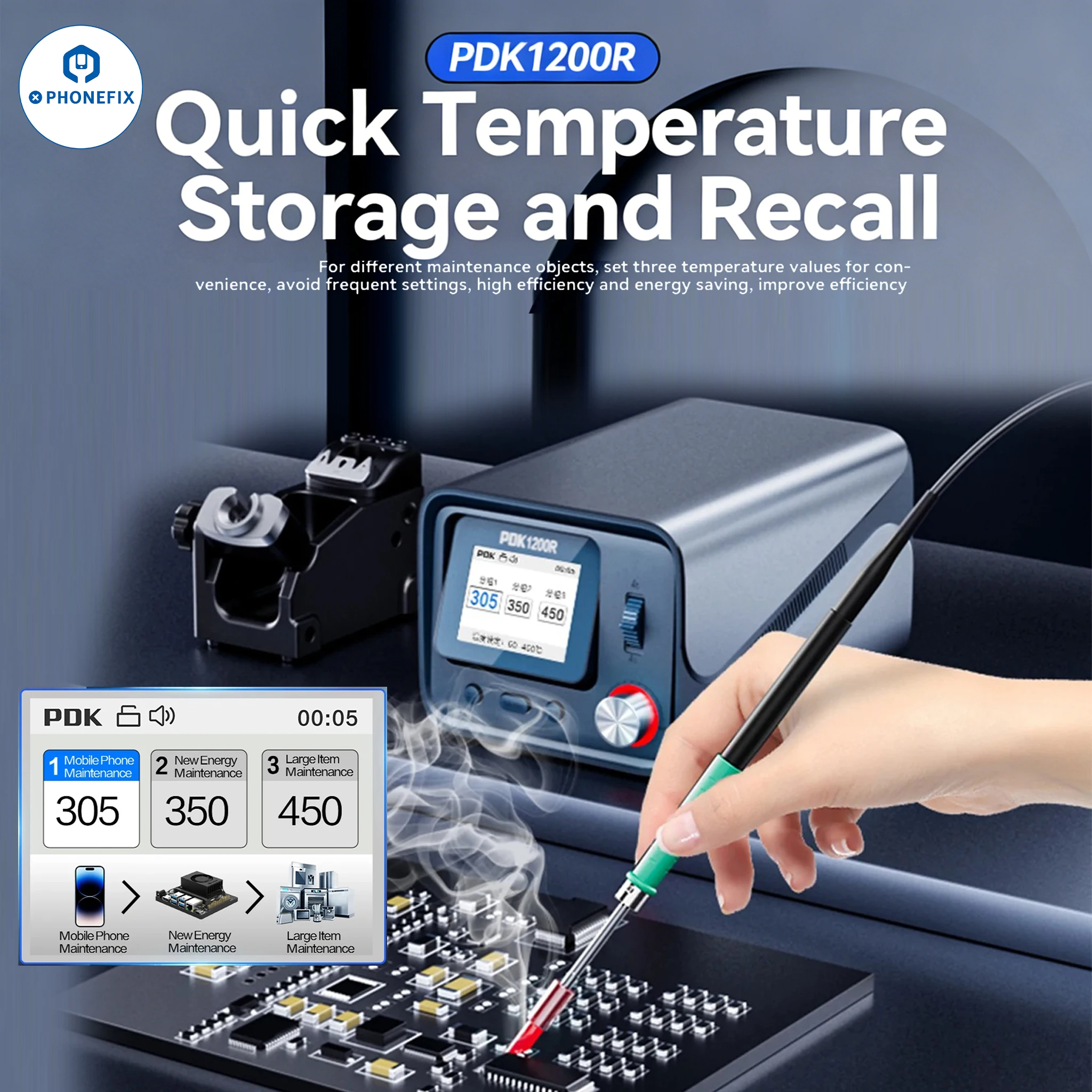 i2C PDK1200R 400W Soldering Station Rapid Heating & Cooling Automatic Sleep for Electric Vehicle Aircraft Phones Welding Repair
i2C PDK1200R 400W Soldering Station Rapid Heating & Cooling Automatic Sleep for Electric Vehicle Aircraft Phones Welding Repair