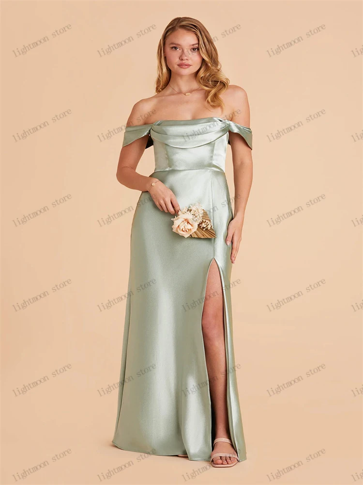 Simple Evening Dress Satin Prom Dress Sheath Mermaid Off The Shoulder Ball Gowns Sexy Backless High Slit Vestidos De Gala 2024
Simple Evening Dress Satin Prom Dress Sheath Mermaid Off The Shoulder Ball Gowns Sexy Backless High Slit Vestidos De Gala 2024