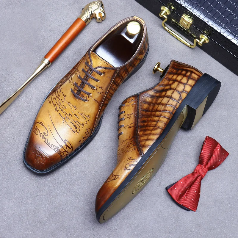 Handmade Mens Wedding Oxford Shoes Genuine Leather Brogue Men's Dress Shoes Lace Up Business Formal Shoes For Men
Handmade Mens Wedding Oxford Shoes Genuine Leather Brogue Men's Dress Shoes Lace Up Business Formal Shoes For Men