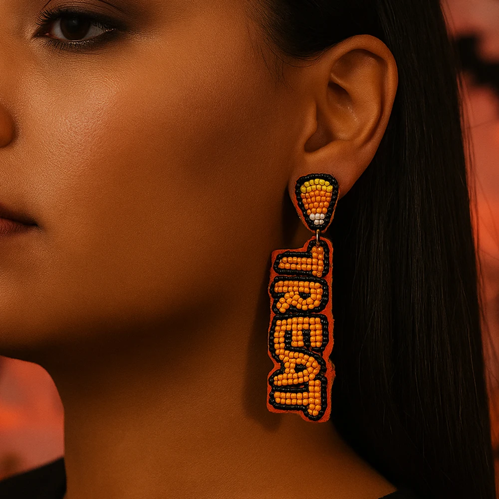 1 PC Halloween Trick or Treat Beaded Earrings for Women Handmade Candy Corn Dangle Statement Jewelry
1 PC Halloween Trick or Treat Beaded Earrings for Women Handmade Candy Corn Dangle Statement Jewelry