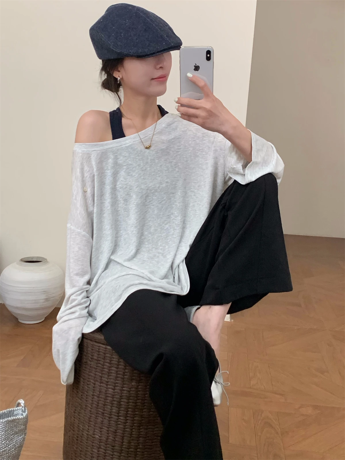 Korean Style Casual Soft Long Sleeve Vest Cover up Two Piece Set Lightweight Loose Fit Spring Summer New Arrival Women's Fash...
Korean Style Casual Soft Long Sleeve Vest Cover up Two Piece Set Lightweight Loose Fit Spring Summer New Arrival Women's Fash...