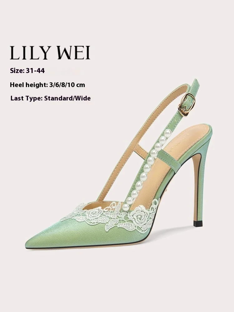 Spring and summer new pointed silk lace pearl low-heeled shoes thin high-heeled banquet dress large size small size women sandal
Spring and summer new pointed silk lace pearl low-heeled shoes thin high-heeled banquet dress large size small size women sandal