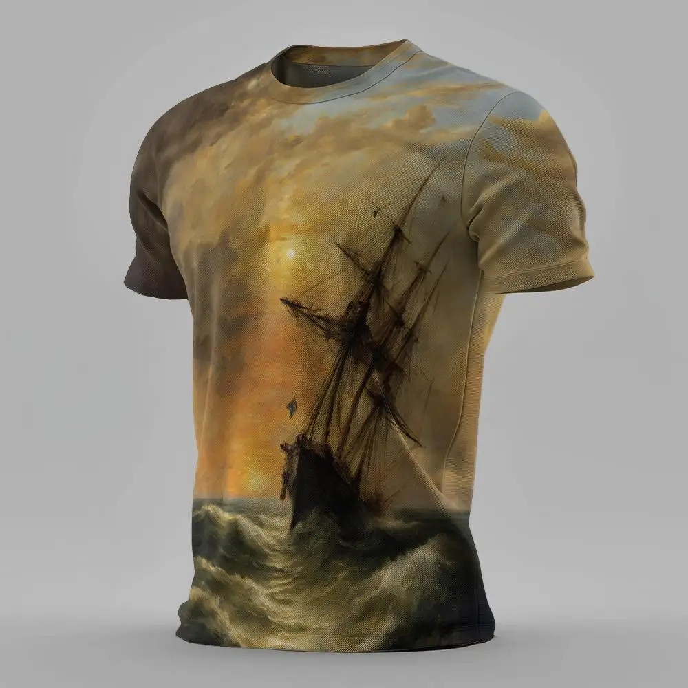 Funny 3d Sailboat Pattern Men's T-Shirts Casual O-Neck Short Sleeve Tops Fashion Maritime Exploration Tees Summer Men's Clothing
Funny 3d Sailboat Pattern Men's T-Shirts Casual O-Neck Short Sleeve Tops Fashion Maritime Exploration Tees Summer Men's Clothing