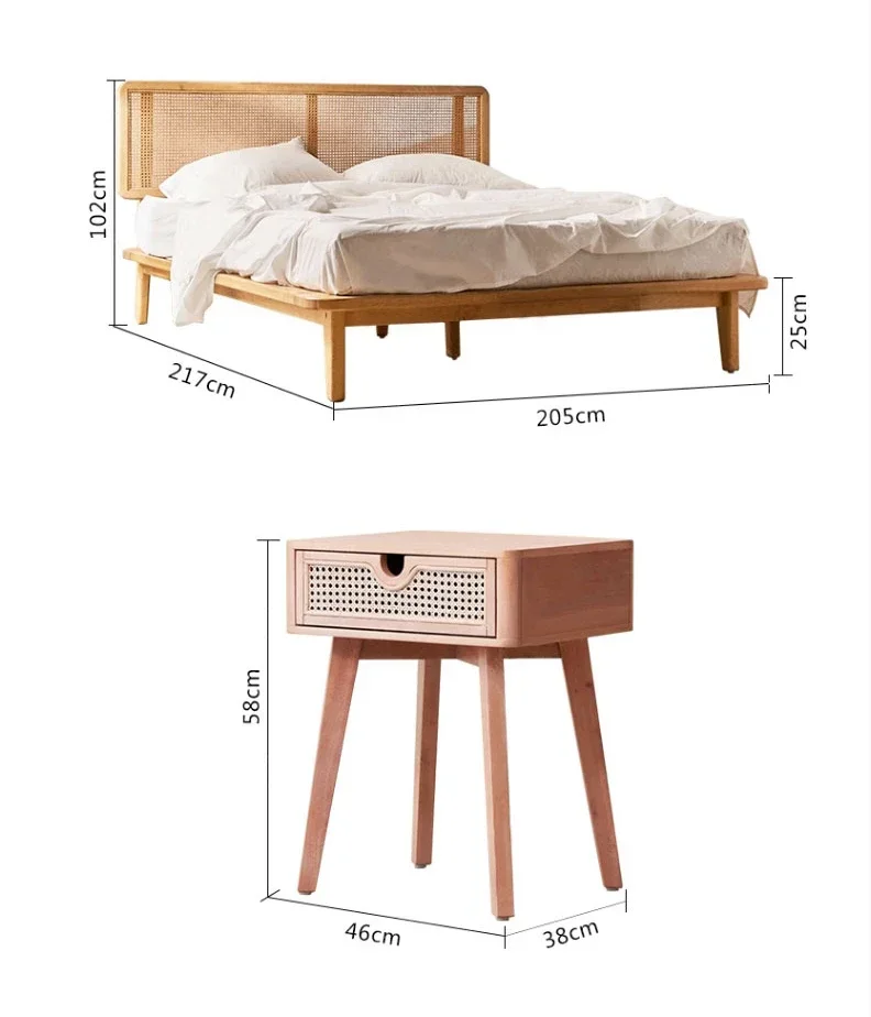 Modern Furniture Solid Wood Double Bed Rattan Bed Economy South East Asia Rattan Bed Nordic Bedroom
Modern Furniture Solid Wood Double Bed Rattan Bed Economy South East Asia Rattan Bed Nordic Bedroom