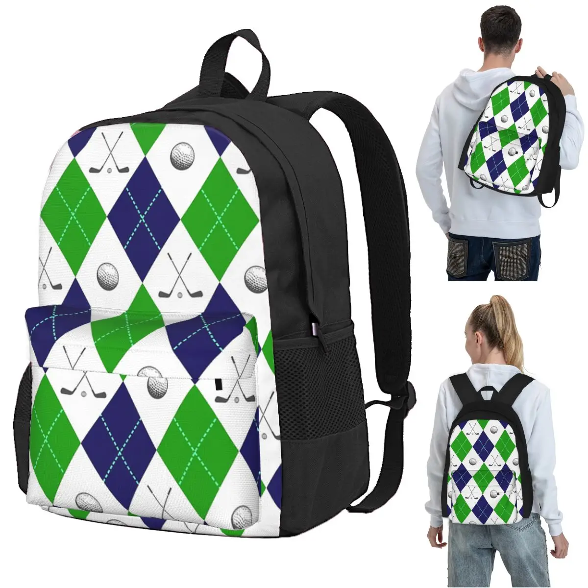 Crossed Golf Clubs Christmas Argyle Backpack Student BookBag Children School Bag Laptop Shoulder Bags for Men Women
Crossed Golf Clubs Christmas Argyle Backpack Student BookBag Children School Bag Laptop Shoulder Bags for Men Women