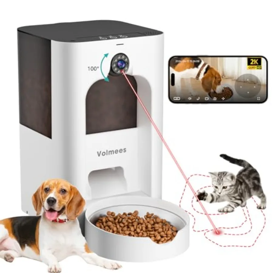 Automatic Cat Feeder with 2K Camera Laser Tease Pet 2.4 and 5GHz WiF Pet Feeder for Cat and Dog Schedule Feeding Pet Food Dispe
Automatic Cat Feeder with 2K Camera Laser Tease Pet 2.4 and 5GHz WiF Pet Feeder for Cat and Dog Schedule Feeding Pet Food Dispe