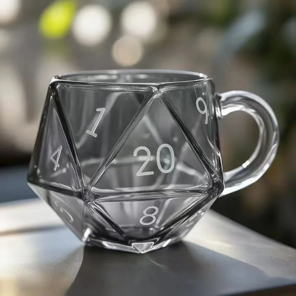 Transparent Glass Rainbow D20 Dice Mug with Handle Fantasy Themed Polyhedral Dice Coffee Cup Game Mug for RPG Lovers
Transparent Glass Rainbow D20 Dice Mug with Handle Fantasy Themed Polyhedral Dice Coffee Cup Game Mug for RPG Lovers