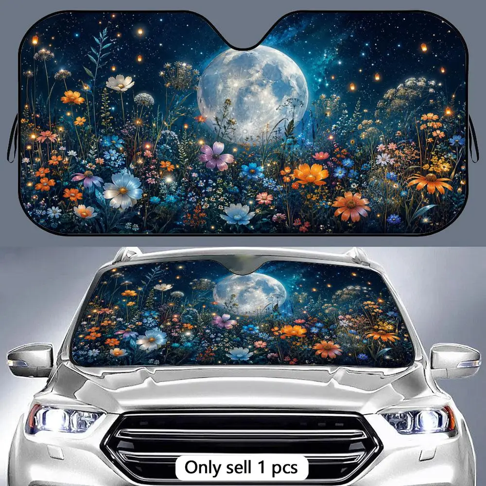 Moon And Flowers Art Sun Visor Reusable Double-Sided Windshield Sun Visor UV Block Portable Heat Shield Cover
Moon And Flowers Art Sun Visor Reusable Double-Sided Windshield Sun Visor UV Block Portable Heat Shield Cover
