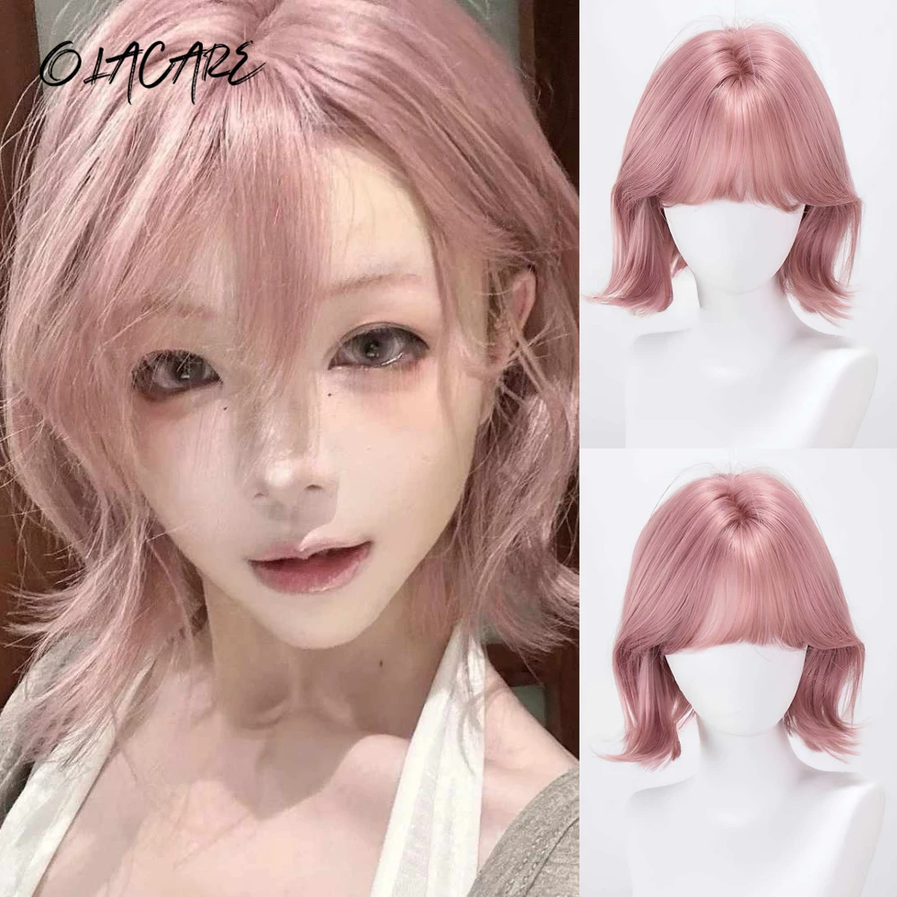 Short Straight Bob Synthetic Wigs Pink Natural Hair Wig with Bangs for Women Cosplay Cute Wig Heat Resistant Fiber LM 
Short Straight Bob Synthetic Wigs Pink Natural Hair Wig with Bangs for Women Cosplay Cute Wig Heat Resistant Fiber LM