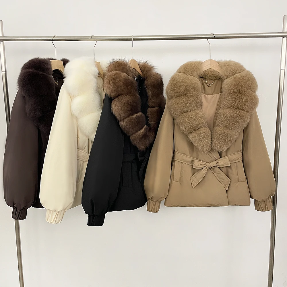 Female Outwear Coats Hot Sale Natural Real Fox Fur Collar Puffer Jackets Winter Warm Women Real Duck Down Jackets Belt
Female Outwear Coats Hot Sale Natural Real Fox Fur Collar Puffer Jackets Winter Warm Women Real Duck Down Jackets Belt