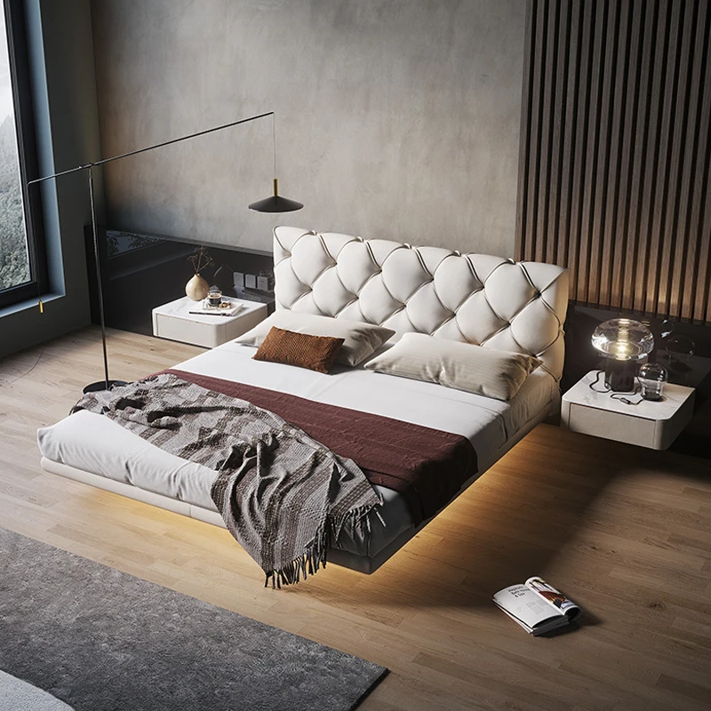 Solid wood simple bedroom furniture hammock light luxury master bedroom fabric double bed
Solid wood simple bedroom furniture hammock light luxury master bedroom fabric double bed