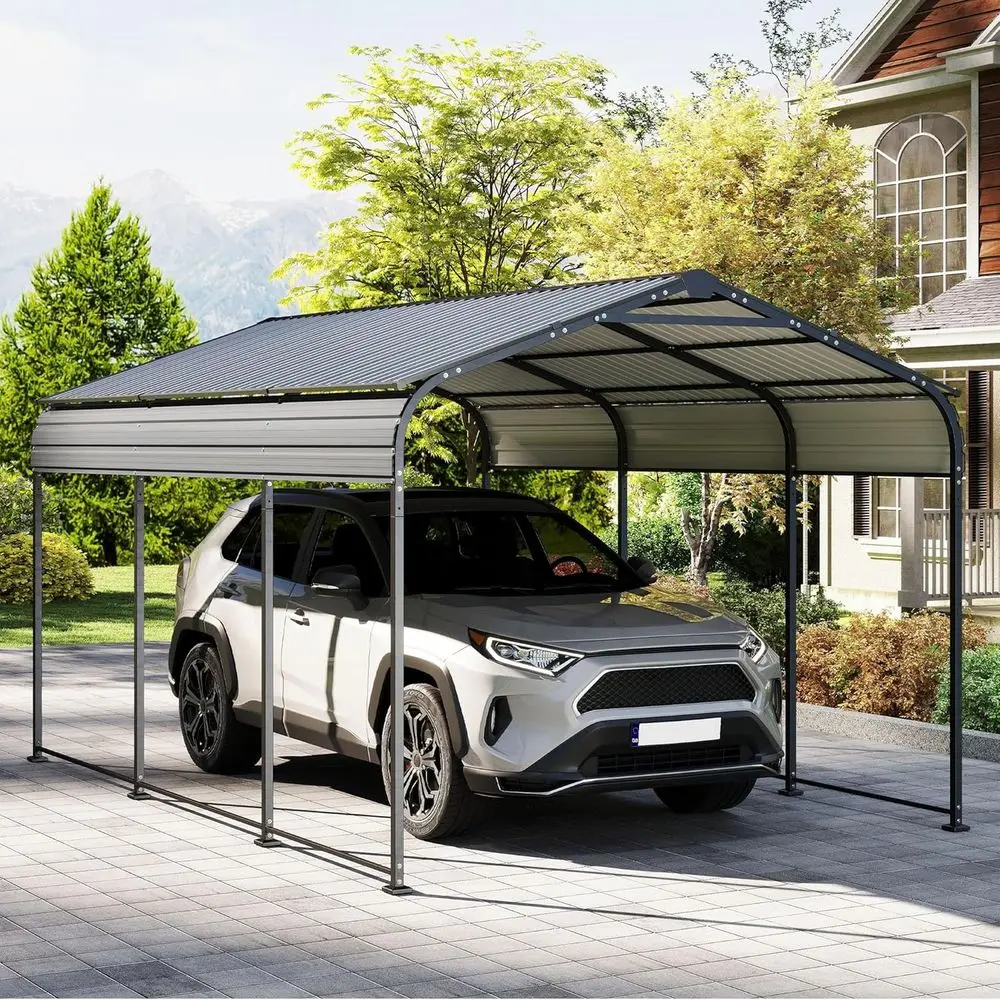 10×15T Metal Carport, Heavy Duty Car Port, All-Weather Outdoor Storage Trucks, Boats, Cars, Galvanized Steel Roo, Veal Stripe De
10×15T Metal Carport, Heavy Duty Car Port, All-Weather Outdoor Storage Trucks, Boats, Cars, Galvanized Steel Roo, Veal Stripe De